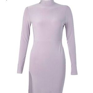 BOOHOO NIGHTS Slinky Neck Split Midi Purple Sz 8